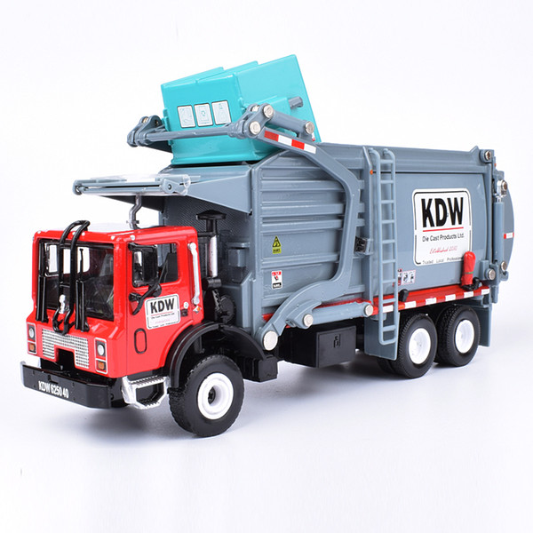 Alloy Diecast Barreled Garbage Carrier Truck 1:24 Waste Material Transporter Vehicle Model Hobby Toys For Kids Christmas Gift J190525