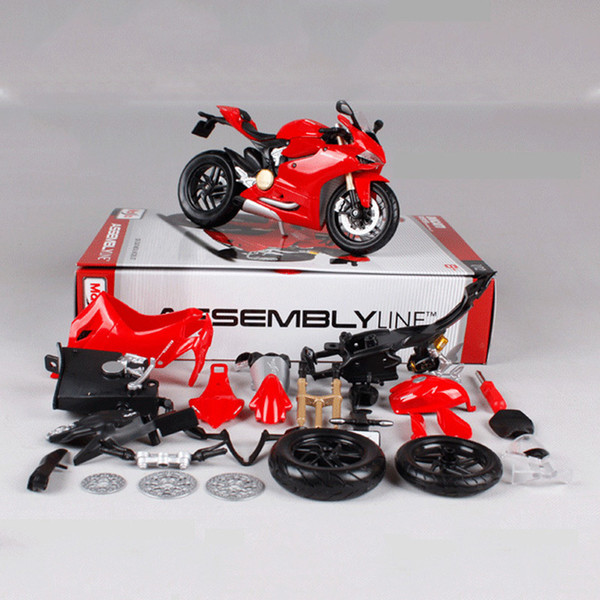 1:12 Maisto Ducati 1199 Motorcycle Toy Alloy Assembled Motor Car Vehicle Building Kits Toys For Children J190525