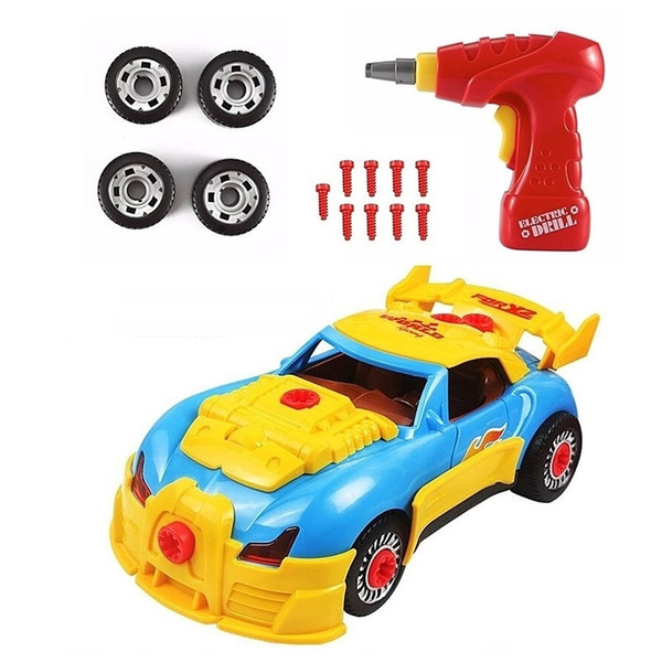 Diy Assembly Model Racing Car Kit Kids Drill Screws Toys Building Car With Lights And Sound Children Take Apart Tool Drill Toys J190525