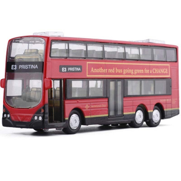 1:43 2-floor London Double Decker Bus Model Toy Cars Alloy Hongkong Light Music Old-fashion Car Toys For Children J190525