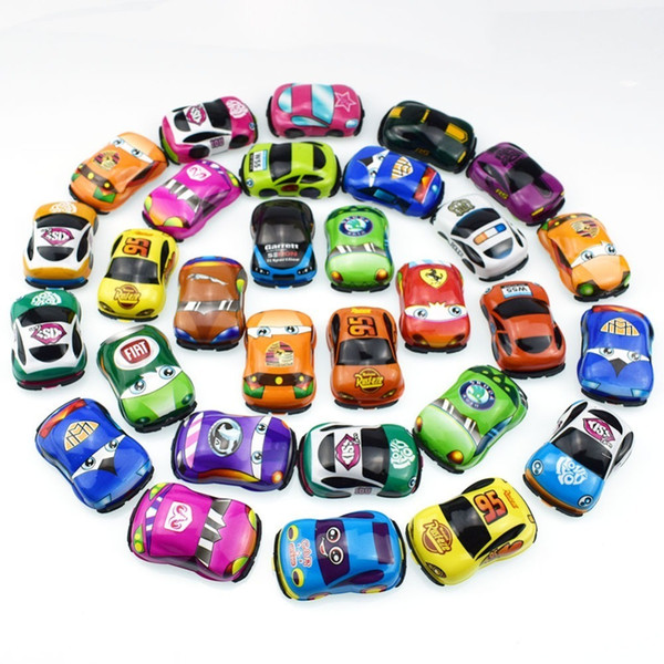 100pcs/lot New Arrival 5cm Children Cartoon Model Pvc Toy Cars Pull Back Vehicles Soft Shell Car For Capsule Toys Kid's Gift J190525