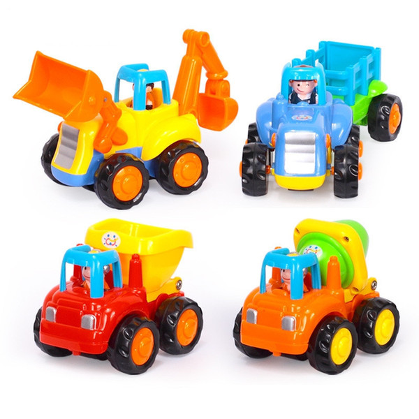 4pcs/lot Mini Engineer Truck Children Mini Slide Cars Baby Toys Beach Toys Baby Educational Toys J190525