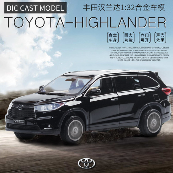 1/32 Toyota Highlander Diecasts & Toy Vehicles Car Model With Sound&light Collection Car Toys For Boy Children Gift Birthday J190525