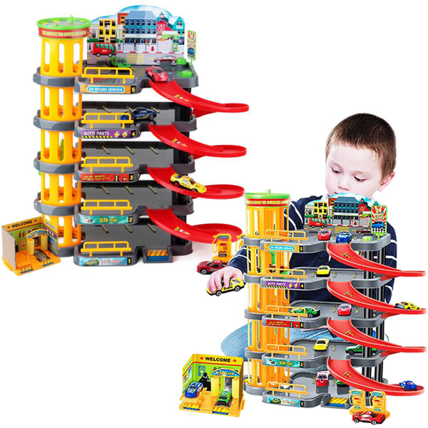 New 4-story Rail Car Parking Lot Toy Multi-layer Rail Car Model Large Children's Toy Set Boy Racing Car Gift Toys J190525