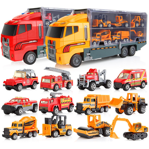 1:64 Scale Miniature The Models Of Cars Children Van Diecast Tractor Fire Engine Excavator Garbage Truck Ambulance Boys Toys J190525