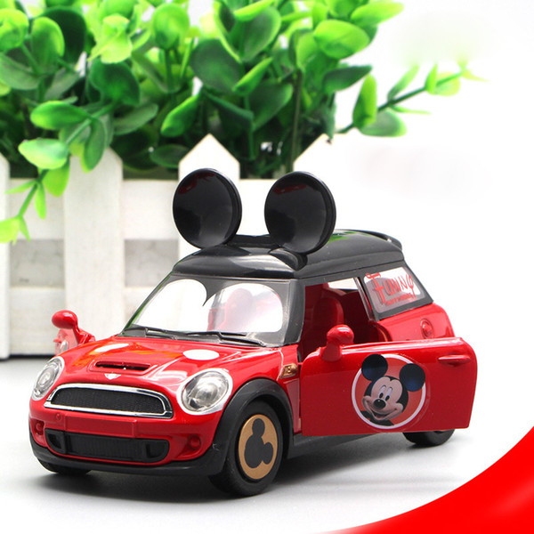 For B.m.w Alloy Mini Mouse Car Toy Model Cartoon Sound And Light Pull Back Cute Vehicles Boys Girls Children's Toy Car Model J190525