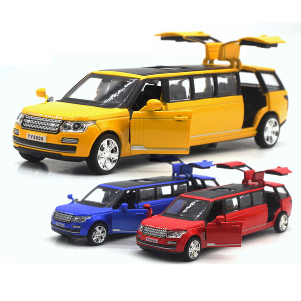 1:32 Diecast Car Model Alloy Stretch Limousine Metal Pull Back Vehicle With Sound Light Children Toy Cars Kids Gifts J190525