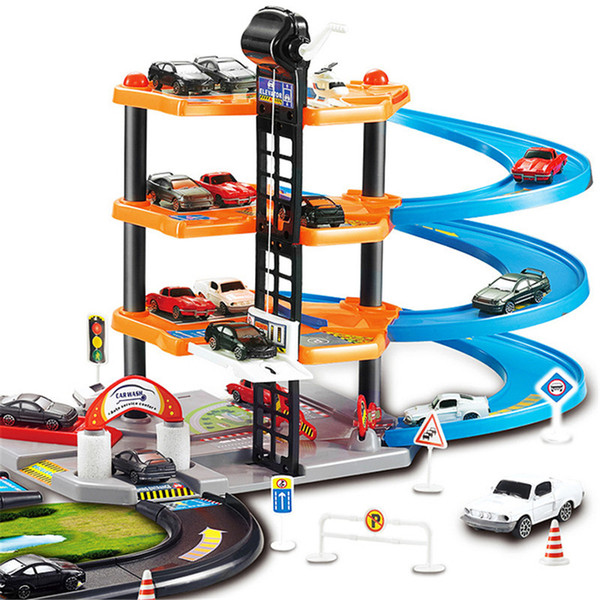 3d Car Racing Track Toys Car Parking Lot Assemble Railway Rail Car Toy Diy Slot Model Toys For Kids Children Birthday J190525