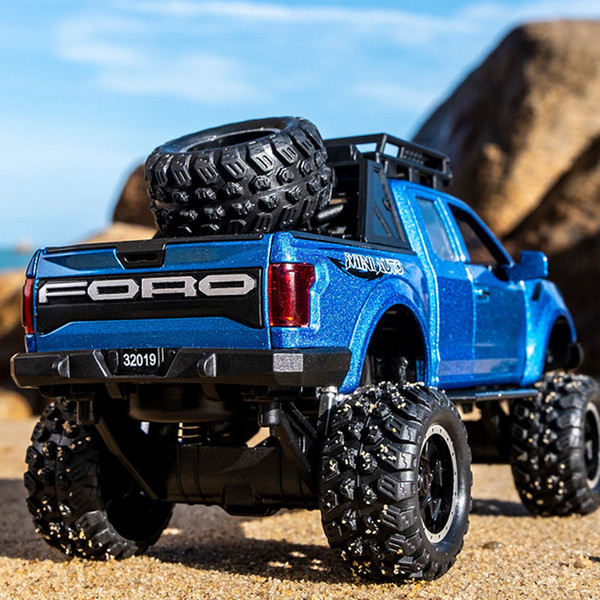 Kidami 1:32 Ford Raptor F150 Big Wheel Miniauto Alloy Pull Back Diecast Car Model Toys For International Children's Gifts J190525