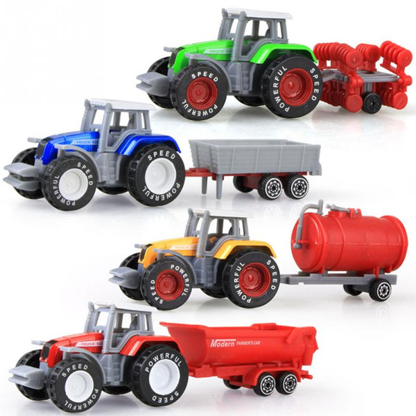 Toy Tractor Alloy Engineering Car Agricultural Vehicle Model Belt Boy Toy Car Model for Children 4pcs/set