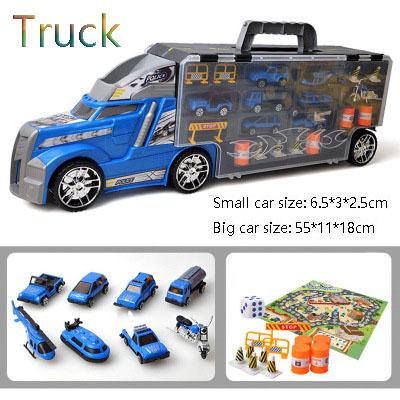 Transport Carrier Truck Set with Colorful Mini Mental Die Cast Cars & Innovative Racing Game Map - Car Transporter Toy for Kids toys