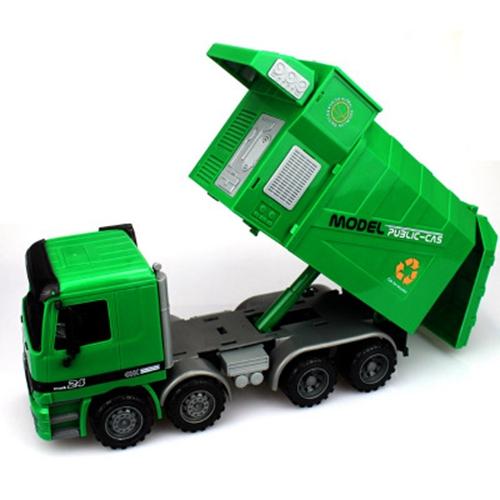 1:22 Large garbage truck sanitation truck children toys kids Gifts Inertia Engineering car trash car model garbage vehicle diecast