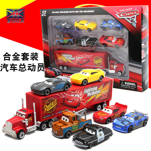 Car mobilization Mai Dashu suit with six small car container set alloy front child combination toy