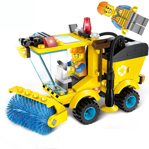 City Series Sweeper Car Truck Model Car Assemble Building Blocks car Educational Toys Learning Education Bricks Child Gifts 4 styles