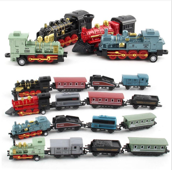 Children's hot sale toy simulation retro steam small train return force car alloy children's car train model toy furnishings