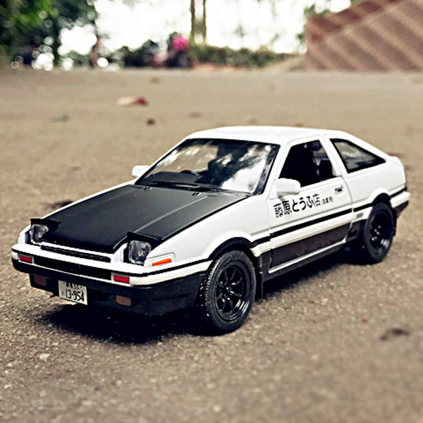 Initial D Toyota AE86 Alloy Metal Diecast Cars Model Inital Toy Car Vehicles RX7 Pull Back 1:28 Light for Children Boy Toys Gift