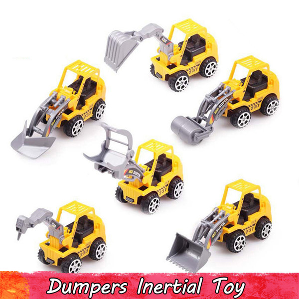 6 Kinds Engineering Vehicle Model Toys Simulation Plastic Excavators Bulldozers Model Toy for Boy Children Classic Toy Gift