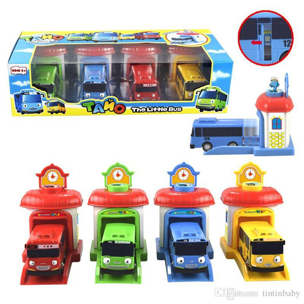 City building construction series of children's toys tayo depot Pvc mini car smiley baby Bus Parking Kids Favorite Toys