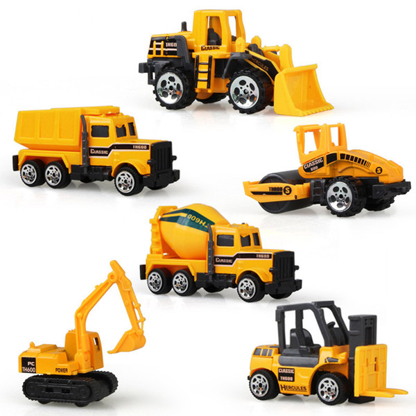 Kid Mini Model Cars 6pcs/set Alloy Diecast Construction Vehicle Engineering Car Dump-car Dump Truck Model Classic Toy Mini Gift for Boy