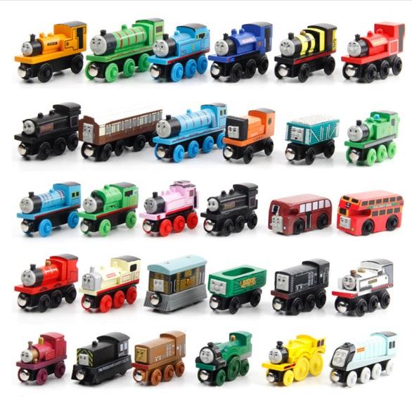 Wooden Toy Vehicles Wood Trains Model Toy Magnetic Train Great Kids Christmas Toys Gifts for Boys Girls b985