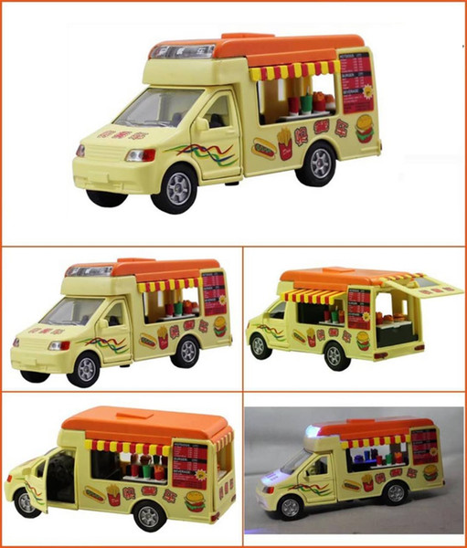 Simulation Ice Cream Car Alloy Model Toys Flashing Sounding Electronic Return Vehicles Children's Pull Back Toy Car Gifts 1:32