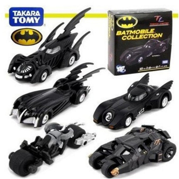 5PCS/Set Hot Sale Mini DC Tomica Limited TC Batman Metal Batmobile Collectible Model Toys 7cm/2.8