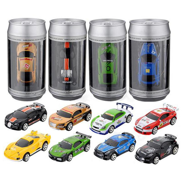 RC Car 8 color Mini-Racer Remote Control Car Coke Can Mini RC Radio Remote Control Micro Racing Car 4 Frequencies 1:58