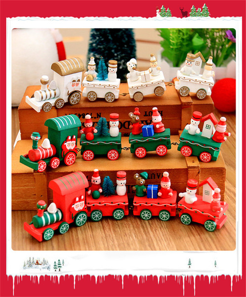 Toys For Children Xmas Wooden Train Kids Christmas Gifts Snowman Santa Tree 4 Segments Innovative Train Christmas Model Toys