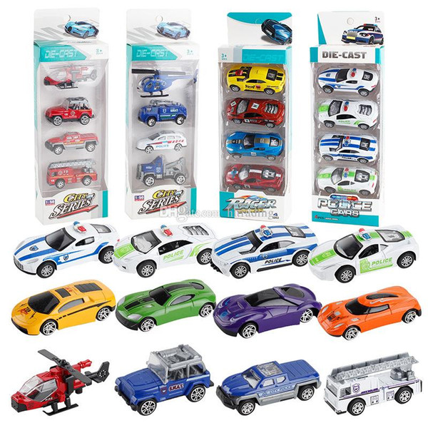 1:64 Children Alloy car model toy Multi-style cartoon kids Diecast Model Cars toys 4pcs/sets C6234