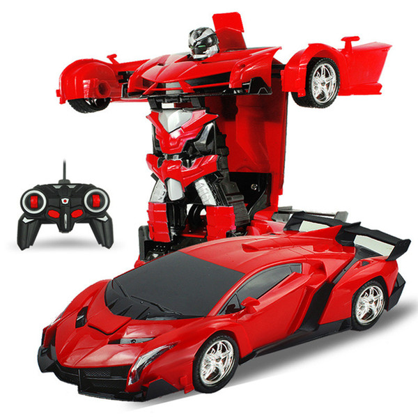 One-key Deformation Transformation Electric Car Model Car Robot Toy with Remote Controller High Quality for Children Multi Color