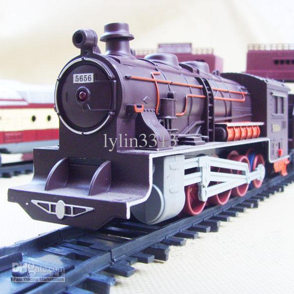 Promotion 1:87 9.4m Electric Train Engine Toys Headlight Musical Railway Track+Carriages Best Gift without original box