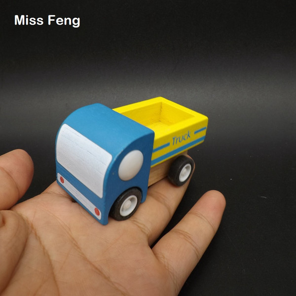 Children's Wooden Toy Express Delivery Car Pull Back Inertia Transport Truck Model Game Educational Teaching Toy Gift