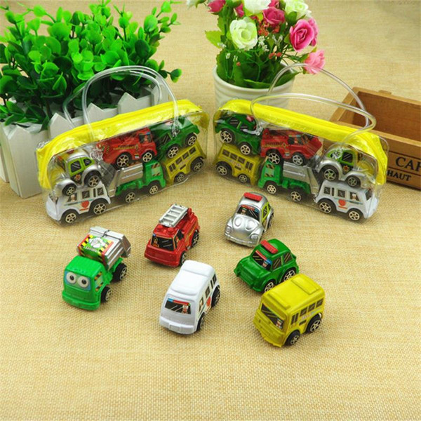 6 Piece Sets Children's Pull Back Cartoon Car Model Toy Inertial Pull Back Toy Fashion Baby Toys V 001