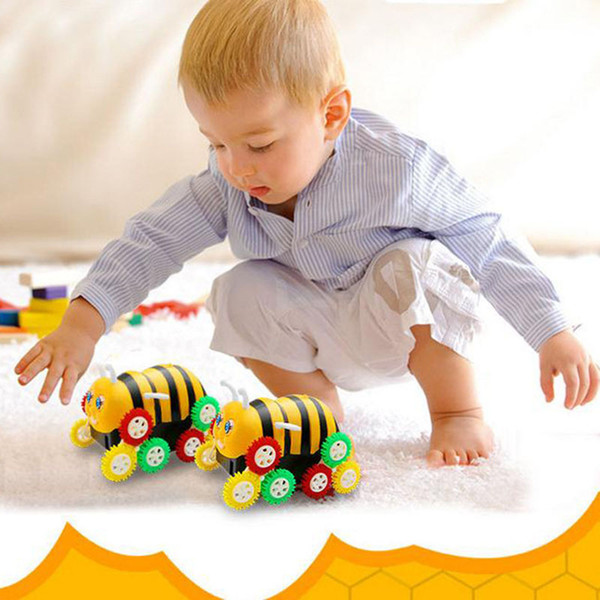 Baby toys Cute Funny Gifts Electric Colorful Cartoon 12 wheels Bee 360 Degree Tumbling Car Model Toy Car for Kids