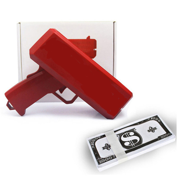 Red Fashion Cash Cannon with 100 pcs Banknotes Make It Rain Money Gun Christmas Gift Party Game Toys