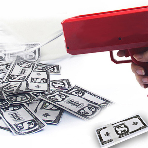 Super Money Gun Cash Cannon with 50pcs Banknotes Spray dollars bill gun money Make It Rain Party funny Toys