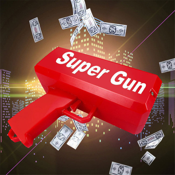 Super men Cash Cannon Money Gun with 50pcs Banknotes dollar bill gun Cash Make It Rain Party Toys