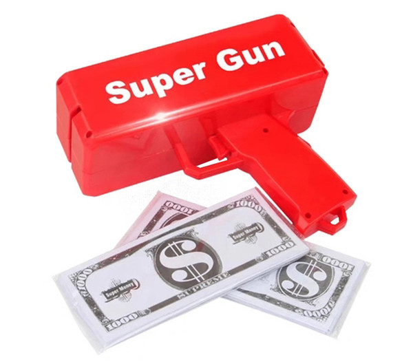 Super Money Gun Cash Cannon with 50pcs Banknotes Spray dollars bill gun Cash Make It Rain Party Toys