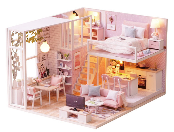 2019 Diy Wooden Doll House Furniture Kits Toys Handmade Craft Model Kit DollHouse Toys Gift For Children