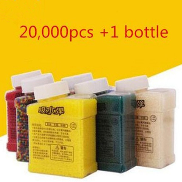 1 Bottle &20000pcs Seven colors orbeez soft crystal water paintball gun bullet grow water beads balls water gun toy 7 to 9 mm