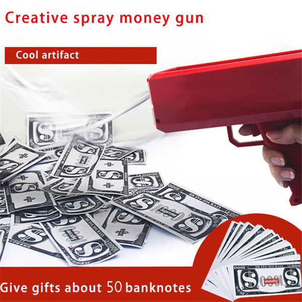 Cash Cannon Super Money Gun with 50pcs Banknotes dollar bill gun Cash Make It Rain Party Toys