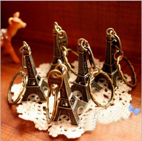 Vintage Eiffel Tower Keychain stamped Paris France Tower pendant key ring gifts Fashion Gold Sliver Bronze