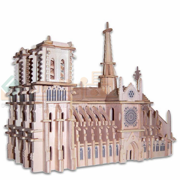 Children Notre Dame de Paris model wooden classics architecture puzzle kids baby girl boy 3D model