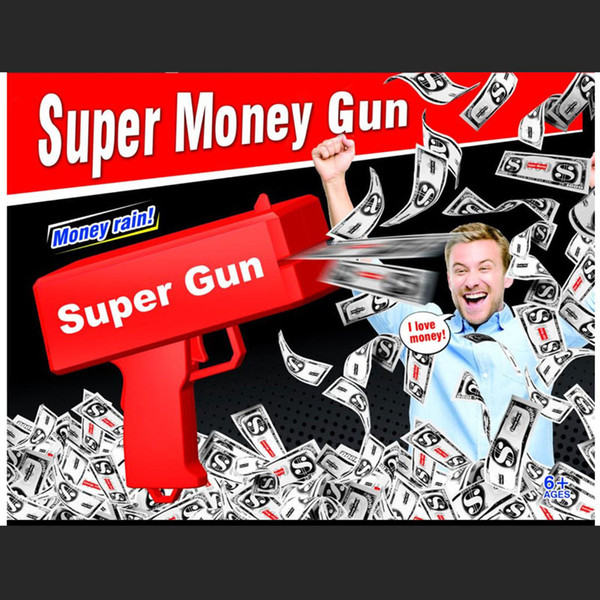 Make It Rain Money Gun Red Cash Cannon Super Gun Toys 100PCS Bills Party Game Outdoor Fun Fashion Gift Pistol Toys