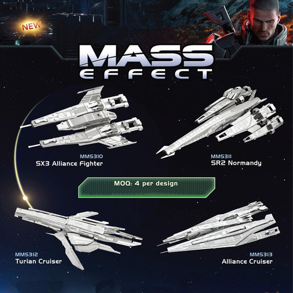 MASS Effect DIY 3D metal puzzle SX3 Alliance Fighter SR2 Normandy Turian Cruiser Alliance Cruiser