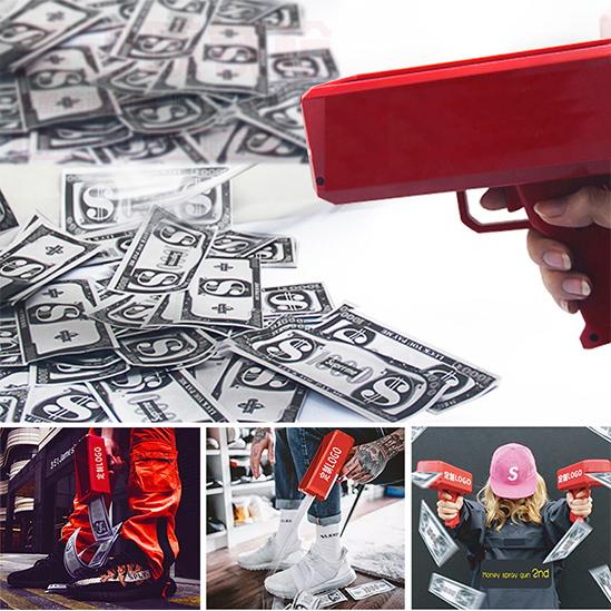 Make It Rain Money Gun Red Cash Cannon Super Gun Toys 100PCS Bills Party Game Outdoor Fun Fashion Gift Pistol Toys