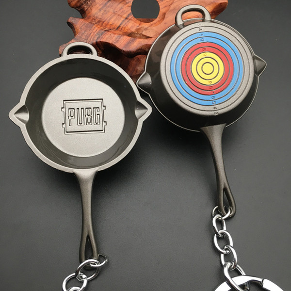 Game PUBG Playerunknown's Battlegrounds Eat Chicken Weapons Keyrings Pendant Key Chains New Skin Bullseye Pan Keychain T285