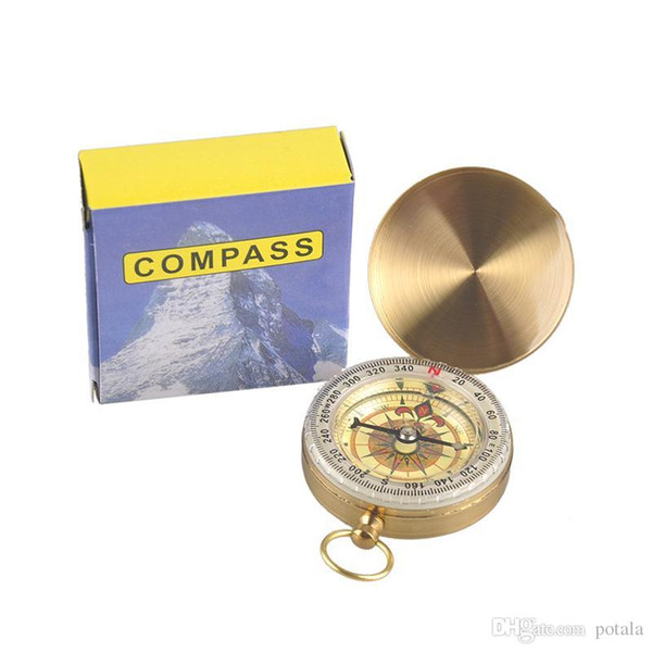 Camping Hiking Portable Brass Gold Compass Mini Navigation for Outdoor Activities Sports Novelty Toys Finger Gag Kid Toys Gift Xmas Birthday