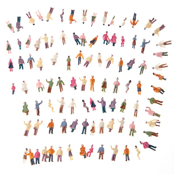 100pcs Mini Model People ABS Plastic N Scale 1:150 Mix Painted Model People Train Park Street Passenger People Figures