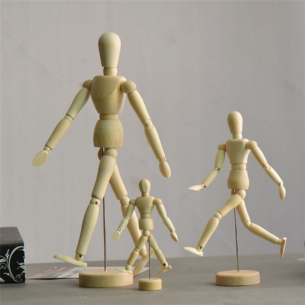 New Artist Movable Limbs Male Wooden Toy Figure Model Mannequin bjd Art Sketch Draw Action Figures Toy 14cm 20cm 30cm JC333